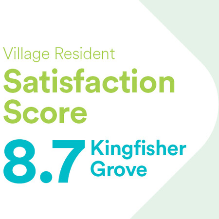 Kingfisher Grove ad showing 8.7 on resident satisfaction
