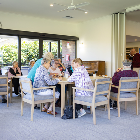 Viewbank Gardens outside view in garden looking towards building sun room