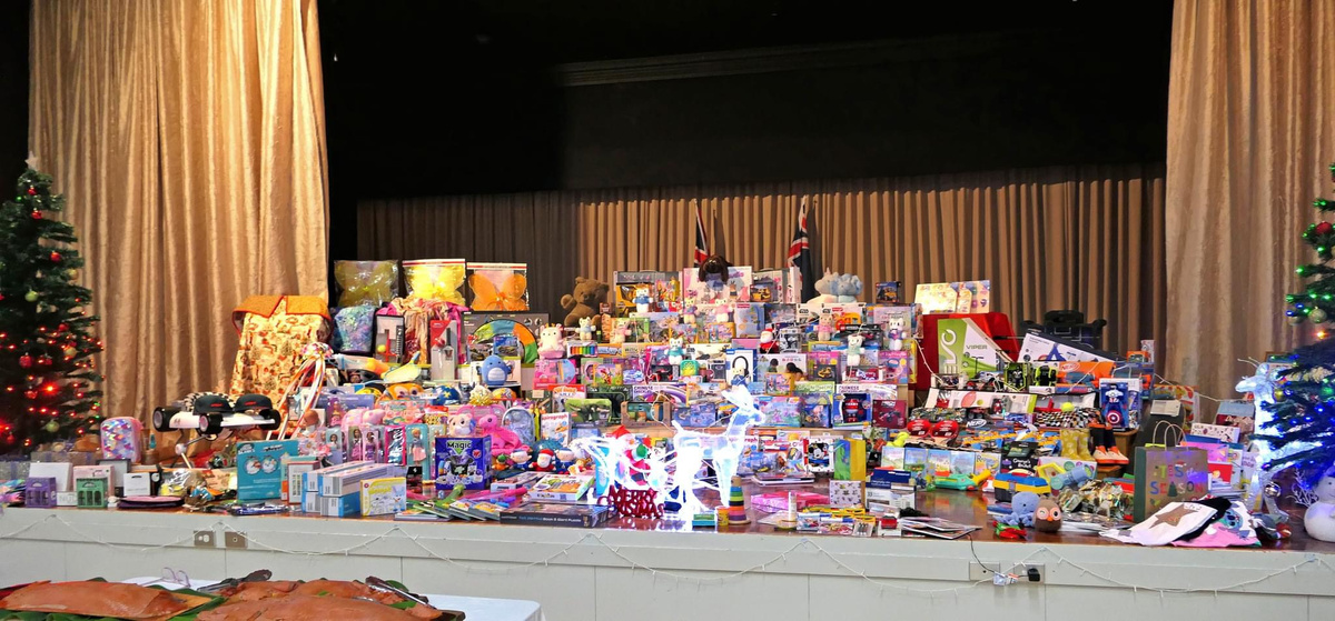 The annual toy drive run by residents at Brentwood Village for Aunties and Uncles, who collect, wrap and deliver toys to local families doing it tough