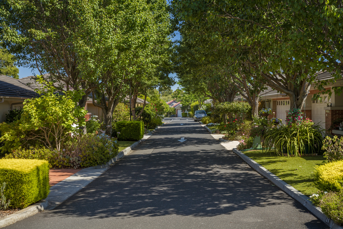 Burwood Terrace village road leafy with lots of trees and shade