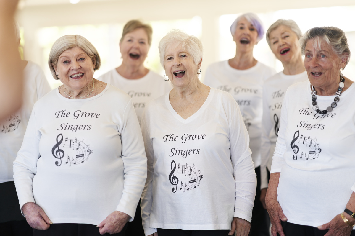Ta group of seniors called The Grove singers singing