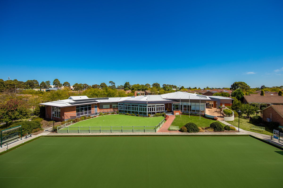 Peppertree Hill aerial image of bowling green and croquet next to main building