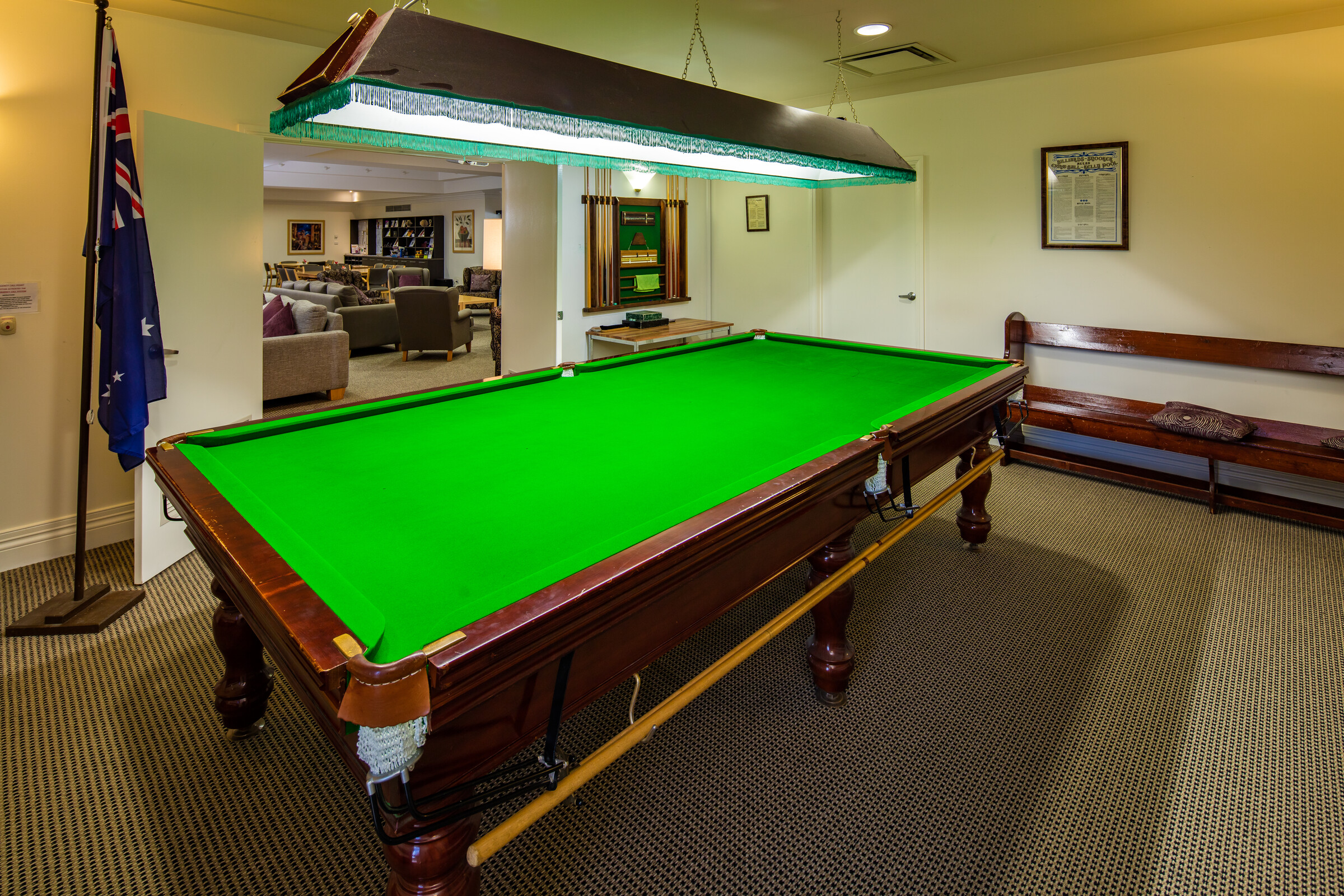 Windsor Park pool table in room next to lounge