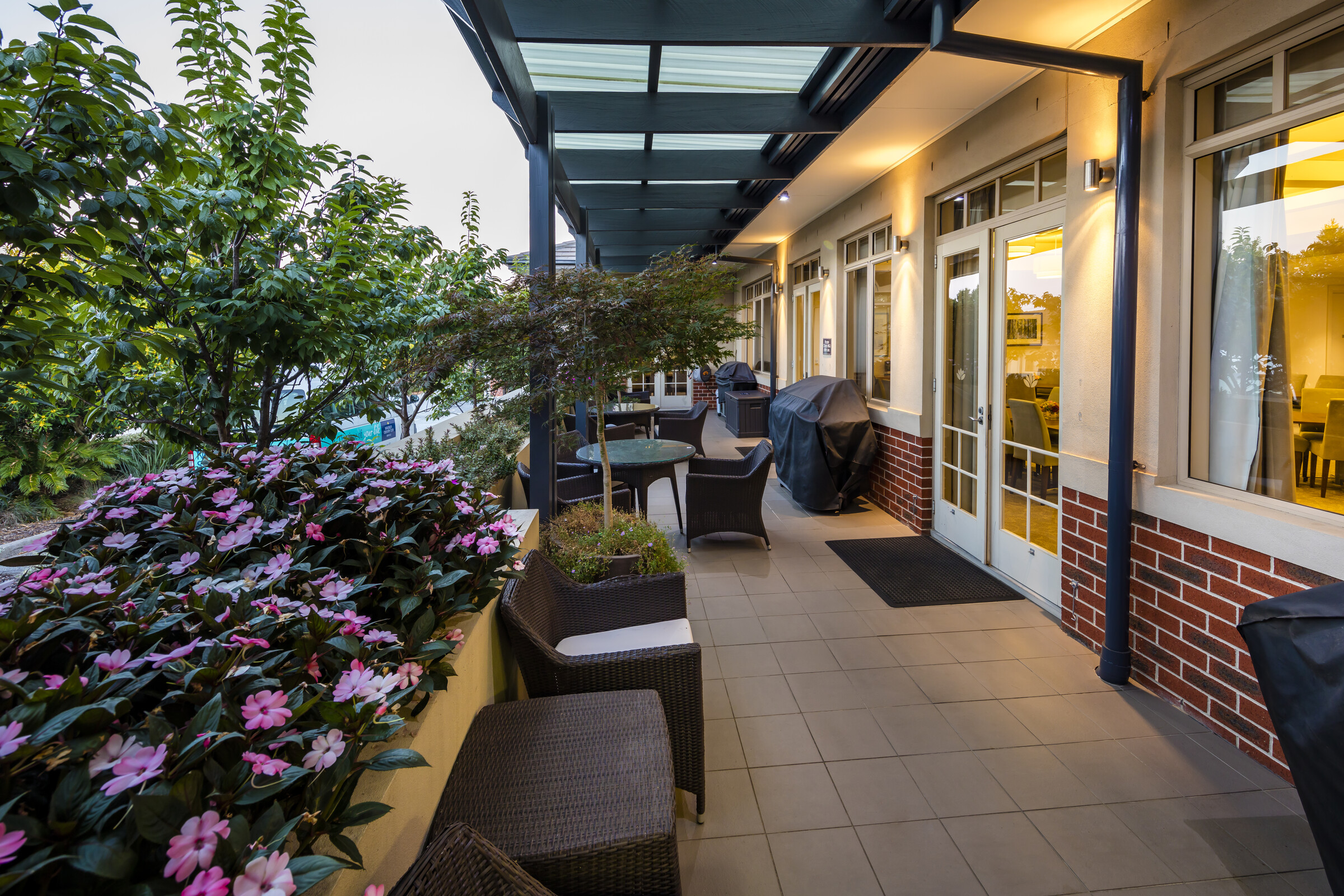 Waverley Country Club outdoor covered terrace with seating and barbeques