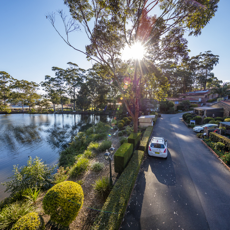 An aerial view of the beautiful Brentwood Village on the Central Coast