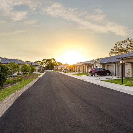 Heathglen Village street lined gardens and houses